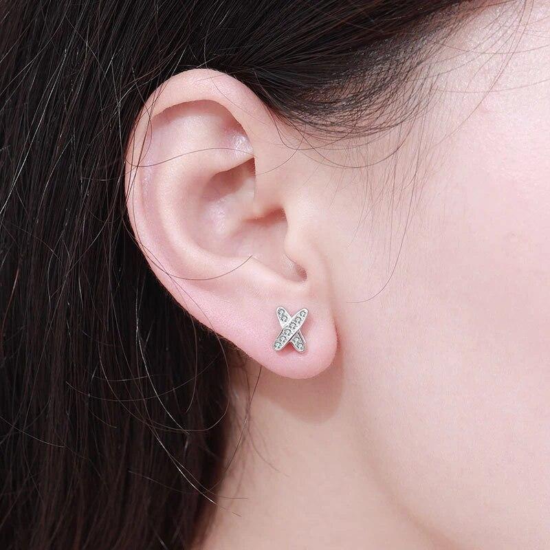 D Color Full Real Moissanite Diamond Stud Earrings for Women Cross Wedding Sparkling 925 Sterling Silver Lab Diamond Ear Studs