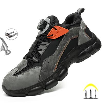 New Fashion Rotary Buckle Work Sneakers Protective Shoes Safety Industrial Puncture-Proof Anti-smash Steel Toe Male Boots
