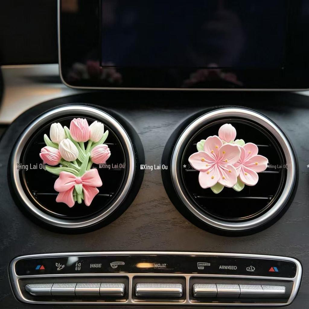 Tulip Car Air Freshener Stone - Floral Perfume Vent Diffuser Pendant