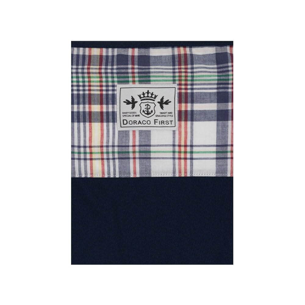 

DORACO FIRST Ice UV Cooling Baby Blanket for Strollers and Sun Made in Japan Check Blanket, Protection, Protection, (Madras Navy)