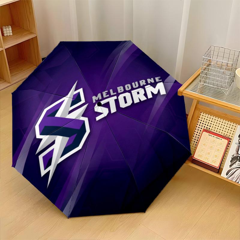 Melbourne Storm Print Auto 8?Ribs Folding Umbrella Wind Resistant Lightweight Automatic Umbrella For Daily Travel