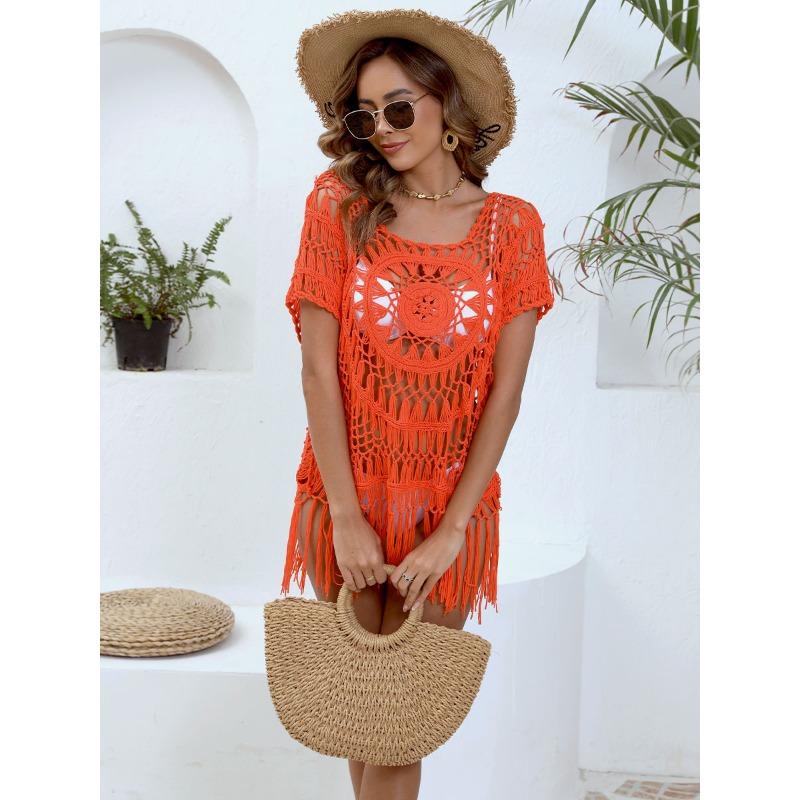 Women Crochet Hollow Tassel Beach Cover Up Sexy Swimsuit Cover