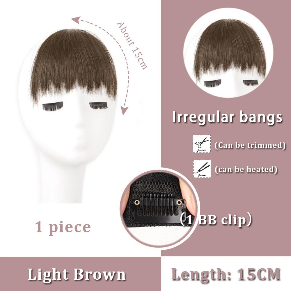 Black Brown Bangs Wig Hair Extension Synthetic Wig Women Clip Style Bangs