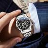 OLEVS Men's Stylish Watch, Popular Analog Quartz Movement, Waterproof Business Watch, Silver with Stainless Steel Band, Black Wristwatch, Date Display