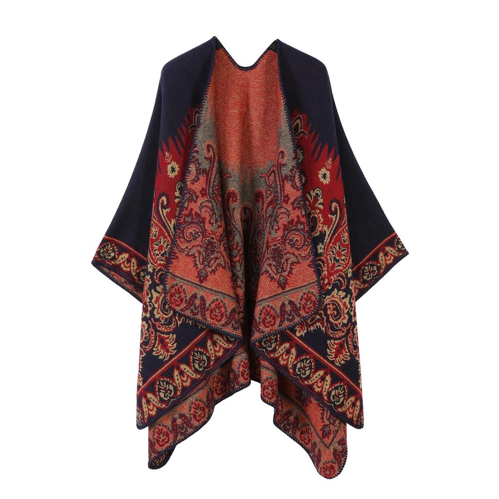 Women's Ethnic Shawl: Northwest Travel Cape, Thick Warm Scarf Cloak