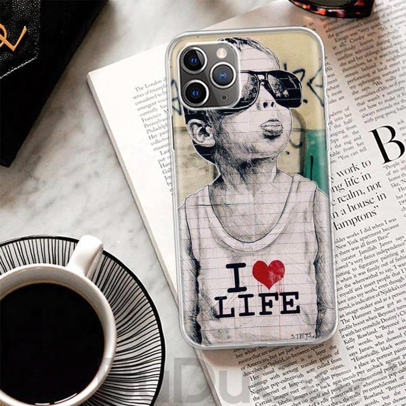 Street Art Banksy Graffiti Cover For iPhone 16 15 14 13 12 11 Pro Max Apple Phone Case X XS 7 Plus 8 + Art Customized Print Shel iPhone 14