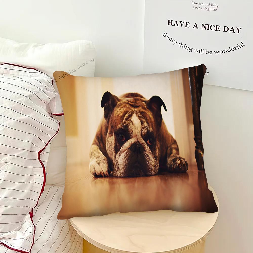 Bulldog Badewannenkissenbezug Quadratisches Kissen Schlafzimmer Sofa Freizeit Komfort Kissen Auto Wohnzimmer Heimdekoration