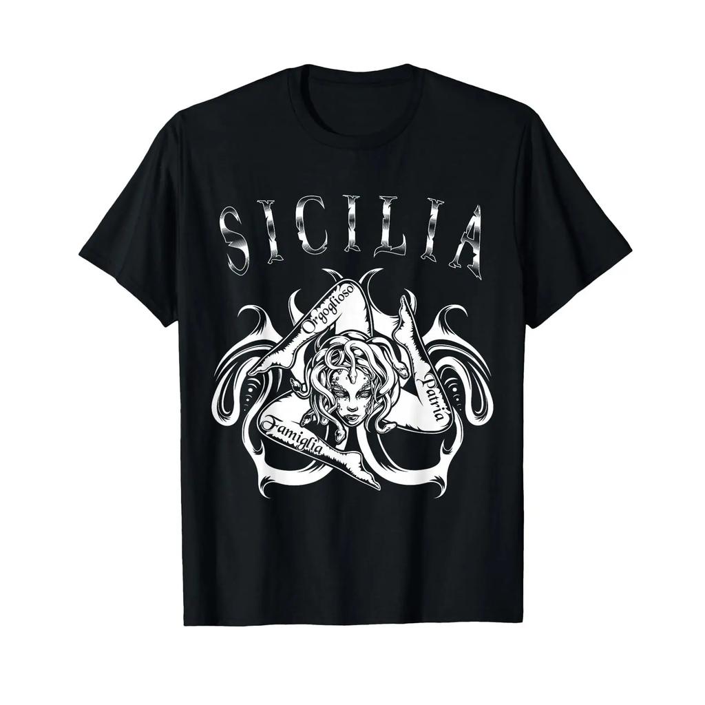 Sicilia Trinacria Italy For Proud Sicilians T Shirt Black Vintage Unisex Stylish Soft Slightly Casual Versatile