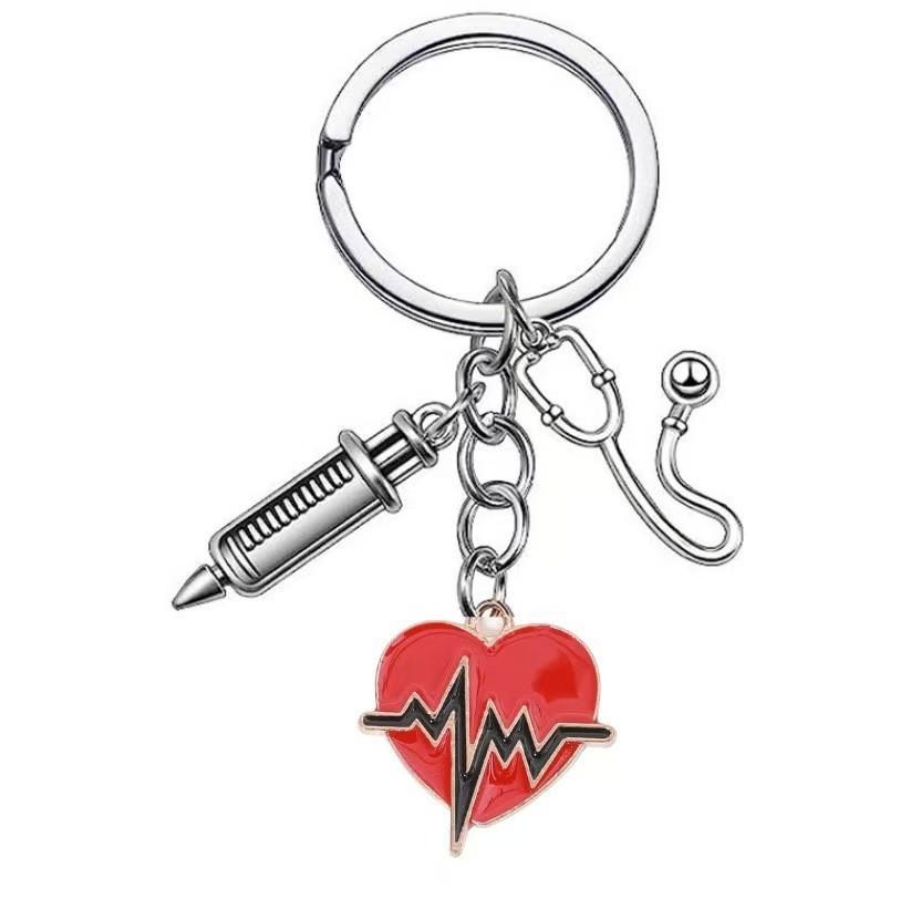 

Брелок Медсестры Подарок Врачу Подвеска Сердце ЭКГ Подвеска для События Украшение Шприц D