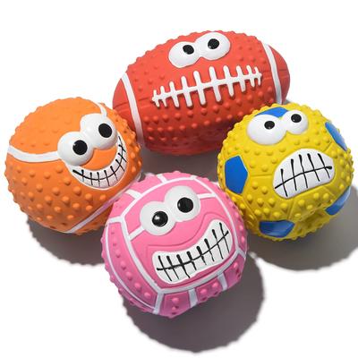 SCHITEC Dog Ball Toys with Sounds and Chewing of Dog Dental Lack of Exercise and Stress Educational For Small and Medium Dogs [Set 4, Baseball,