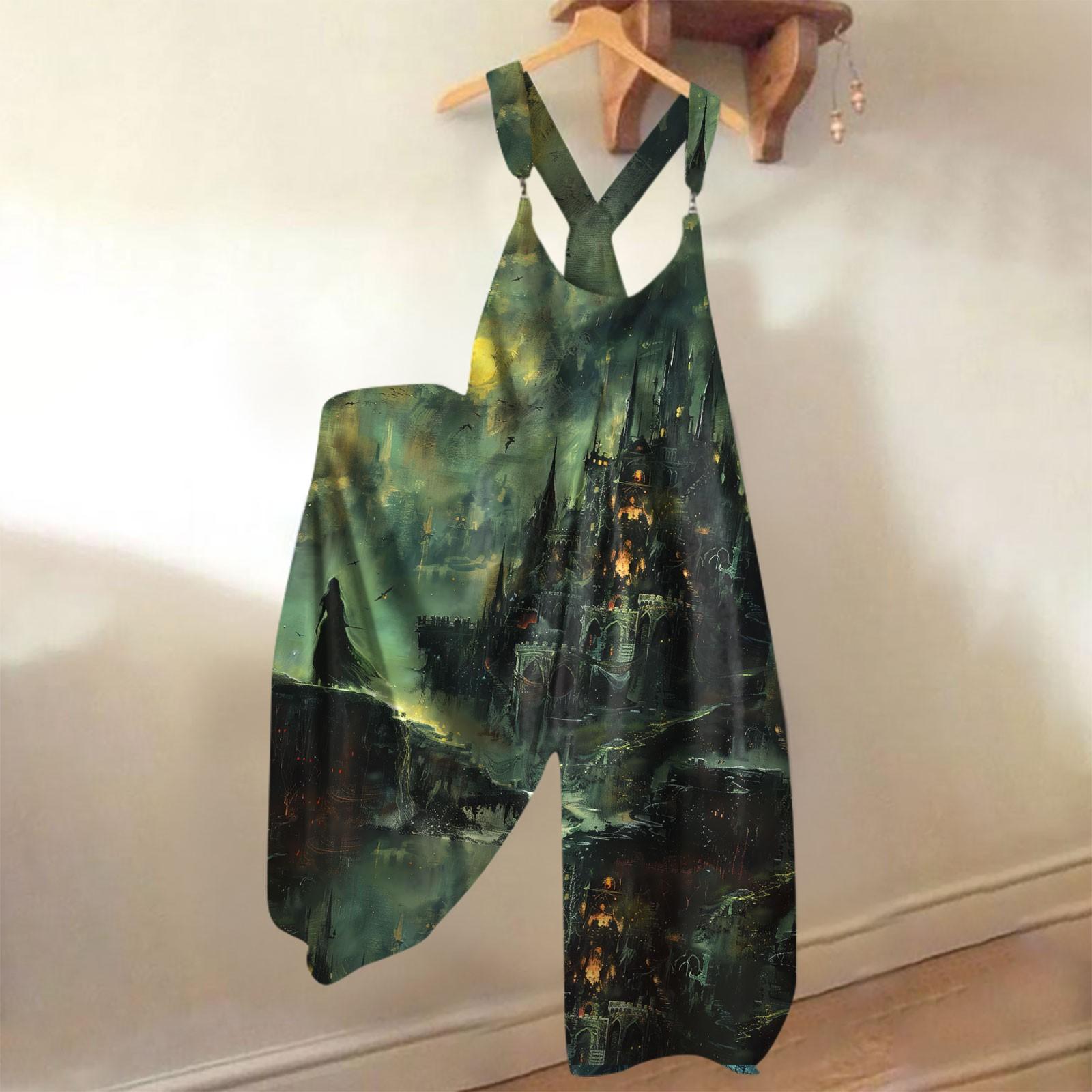 Широкие штанины комбинезоны для женщин повседневные свободные комбинезоны без рукавов — фото 8