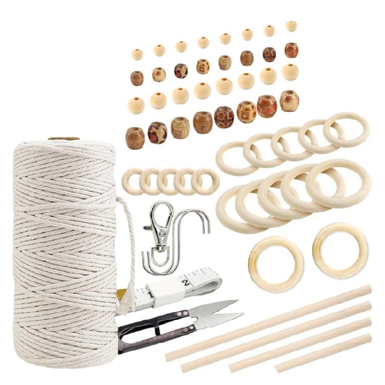 

227Piecs Wall Hanging Maker Set Featuring Wooden Accessories And Cotton Thread 1