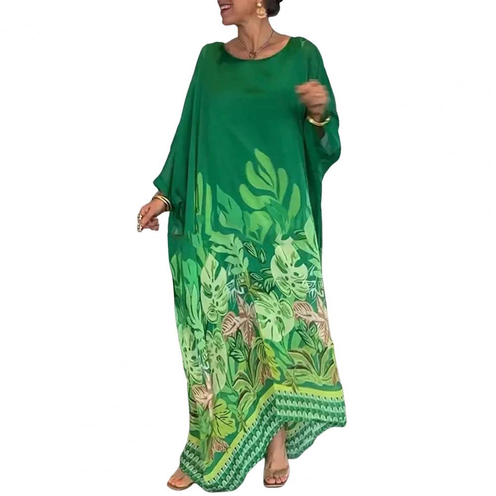 

Длинное платье Элегантное платье макси с цветочным принтом и рукавами «летучая мышь» Неровный подол для женщин Для вечеринок Свиданий Особых случаев Свободного покроя M зелёный