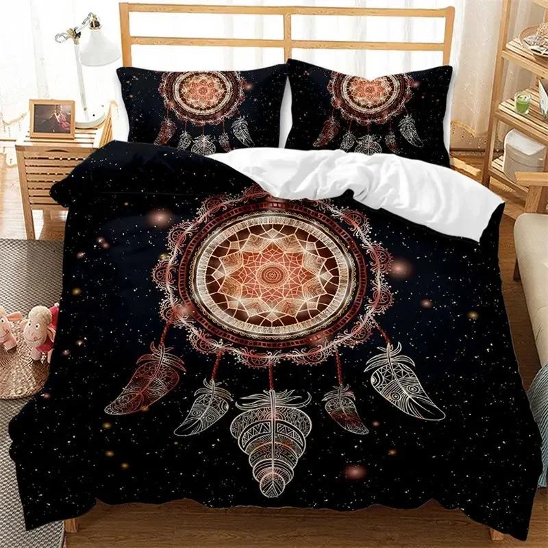 Luxury New 3D Print Dreamcatcher Duvet Cover Bohemia Mandala Feathers Bedding Set Microfiber Exotic Floral Cover King