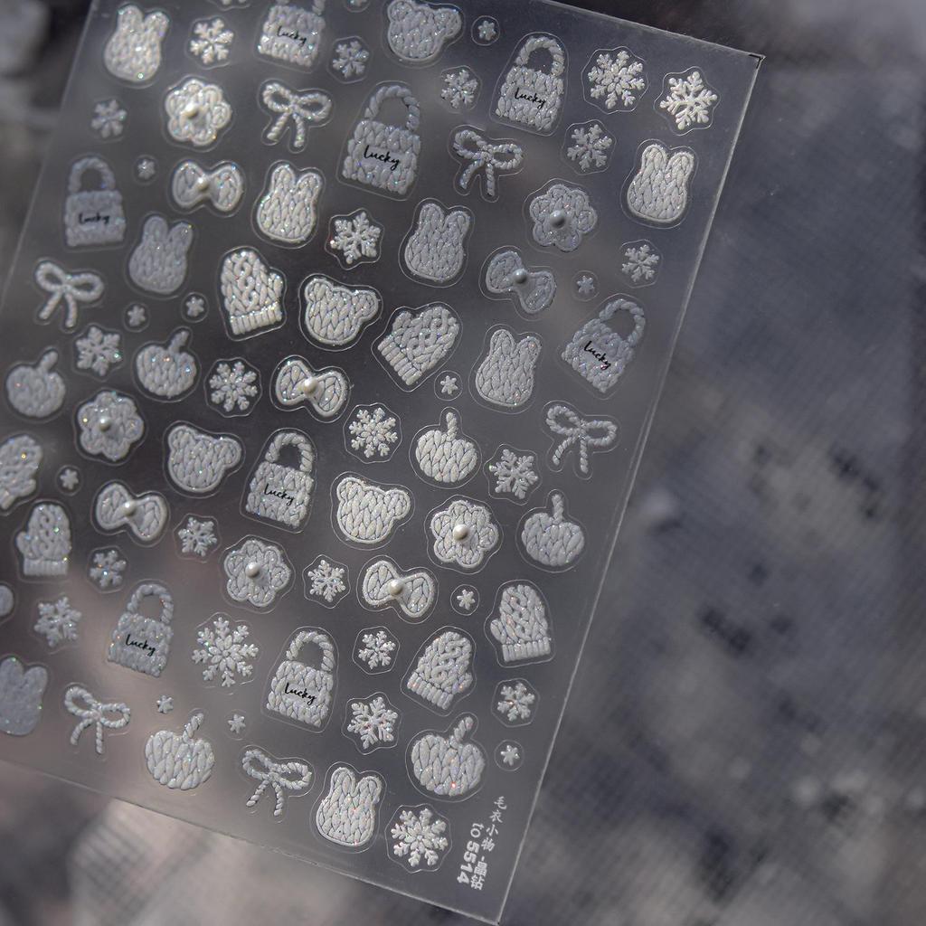 Tomoni Crystal Diamond Nail Stickers - Winter Solid Color Nail Art & Sweater Accessories