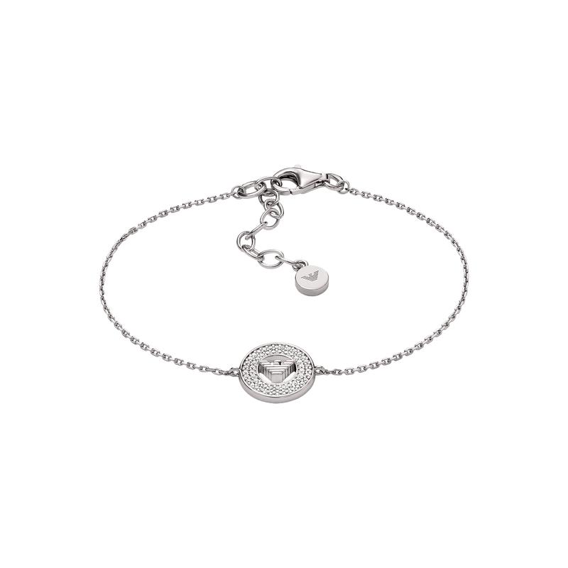 Emporio Armani Ferris wheel fashion ring eagle mark silver silver bracelet women's silver Basic packaging F