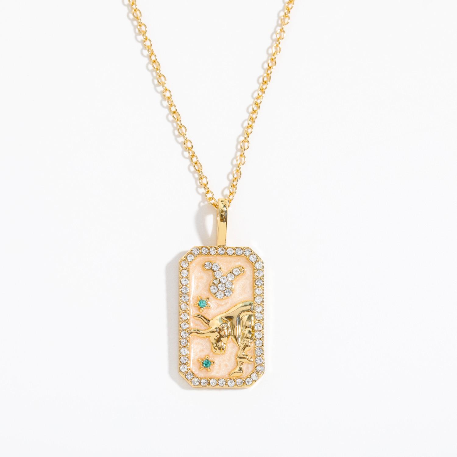Zodiac Birthstone Necklace: Rhinestone & Cubic Zirconia Constellations - Aries, Taurus, Gemini