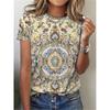 Printed Women's Round Neck Loose Short Sleeved T-shirt Animal Print Top Harajuku Streetwear