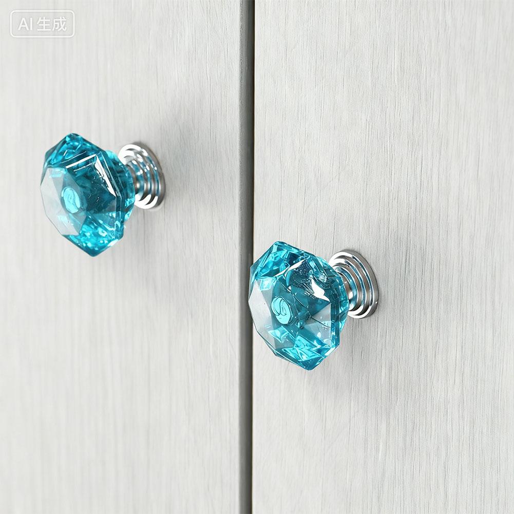 6pcs Colorful Crystal Diamond Drawer Handle Cabinet Acrylic Handle Decorative Knobs Easy To Install,Each Piece Come With A Screw