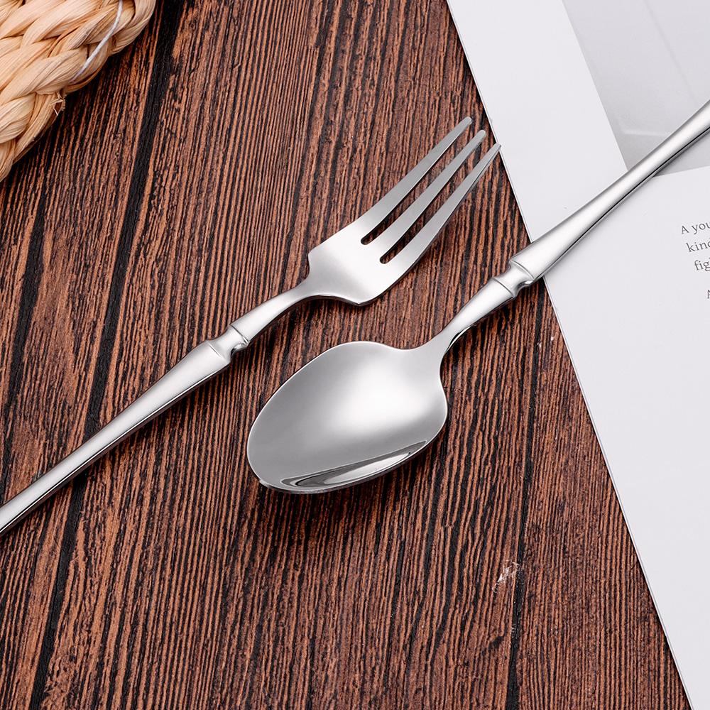 6/24/30Pcs Thin Cutlery Stainless Steel Sliver Tableware Western Dinner Set Solid Color Knife Fork Spoon Mirror Kitchen Utensils