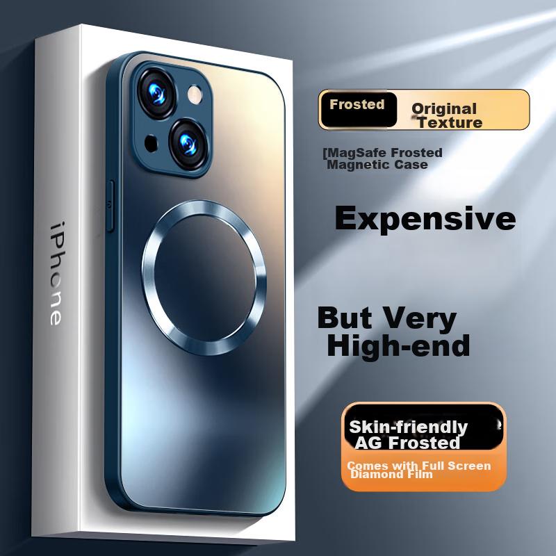 Phone Case for IPhone 14 Plus, MagSafe Compatible Protective Cover with Magnetic Charging, Frosted Full Protection Anti-Drop Case, Sapphire Blue