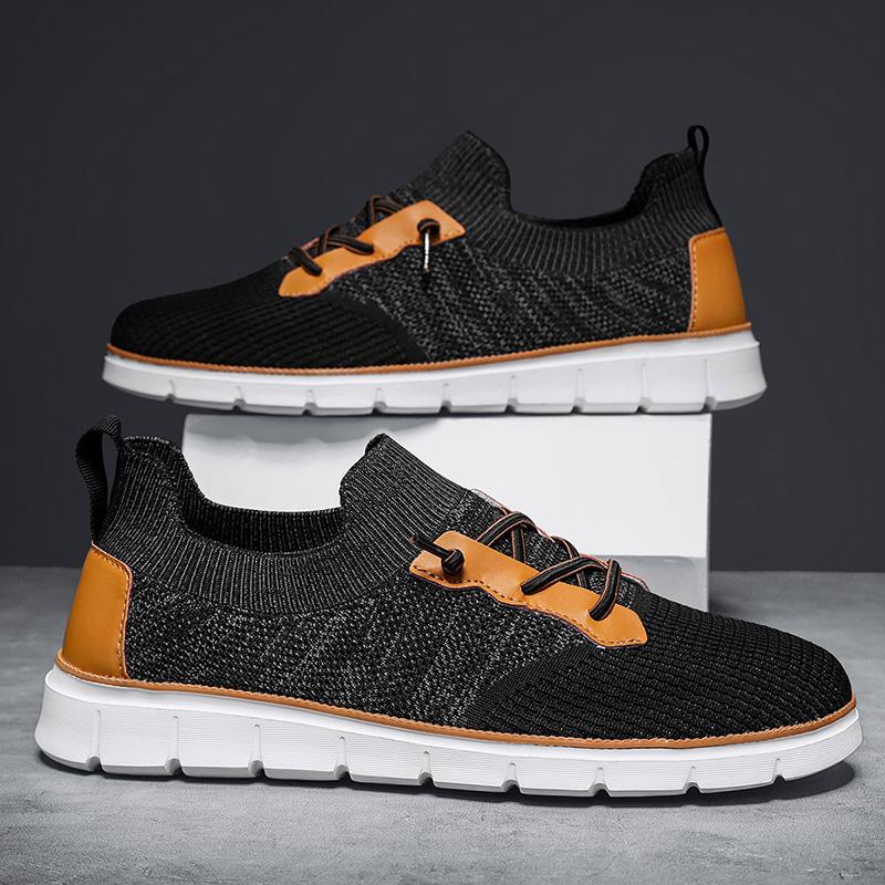 

Fall Large-size Men s Shoes, Breathable Fly-ribbed Mesh Casual Sports Shoes, Fashionable Soft-soled One-piece Lazy Shoes 48 чёрный