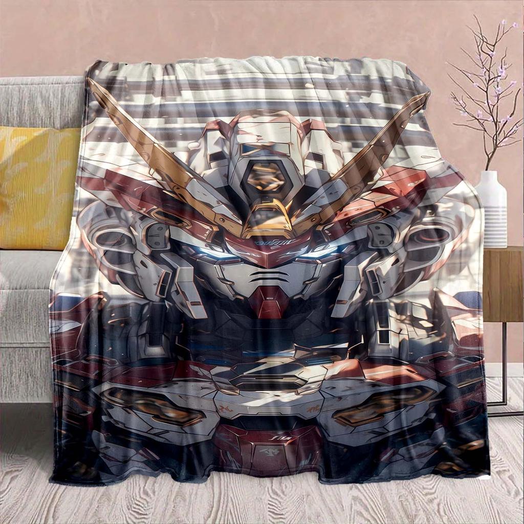 Gundam Anime Flannel Blanket - Soft Warm Perfect for Sofa, Bedding Camping Travel Office Home Decor -QJY