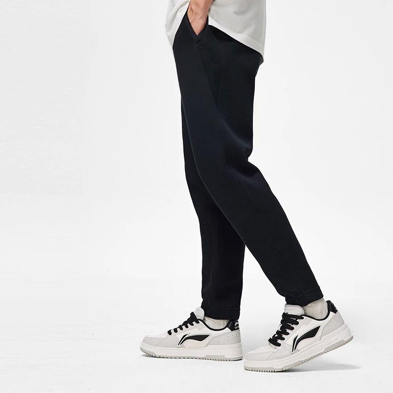 Li Ning Sports Lifestyle Series Solid Color Straight Leg Knitted Sports Pants Men Bottoms Black AKLT749-2