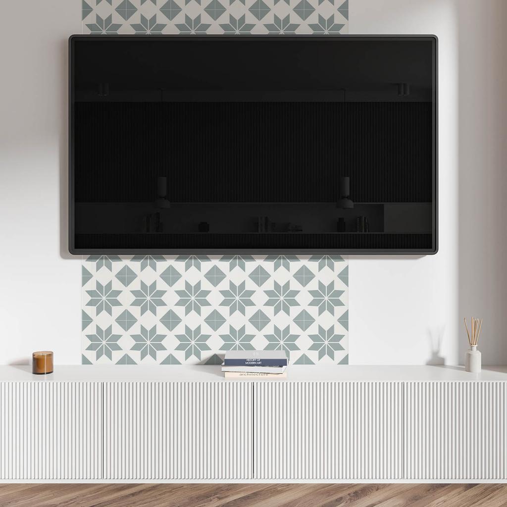 Vinyl Decorative Panel with Graphics for Kitchen or Bathroom 100x50 cm Geometric Floral Patterns