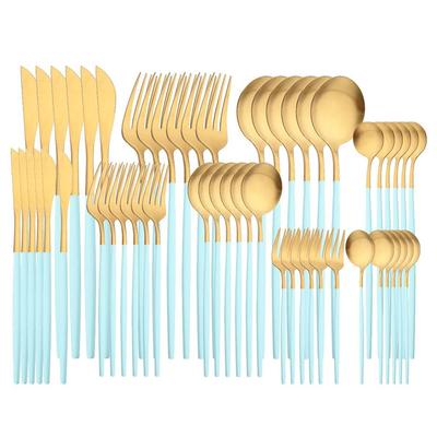 6 pz Stoviglie Opaco Verde Menta Oro Posate In Acciaio Inox Coltello Forchetta Da Dessert Cucchiaio Festa di Casa Cucina Da Tavola Set di Posate