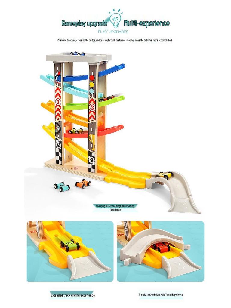 Te Bao'er Wooden Slide Track Car Set for Baby Boys - Educational Toy