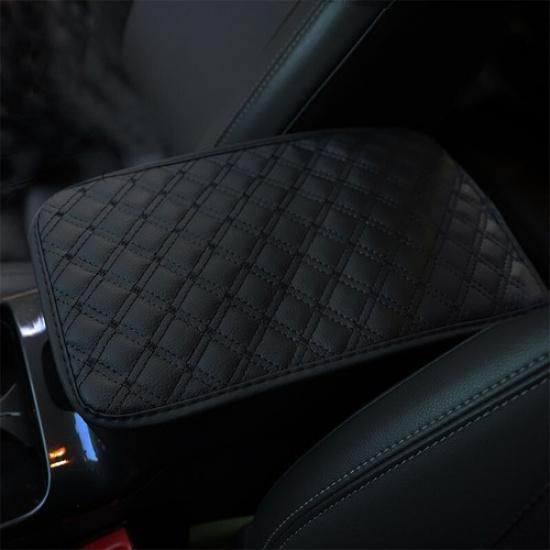 Quilted Embroidery PU Leather Car Armrest Box Cover Pad Center Console Protector