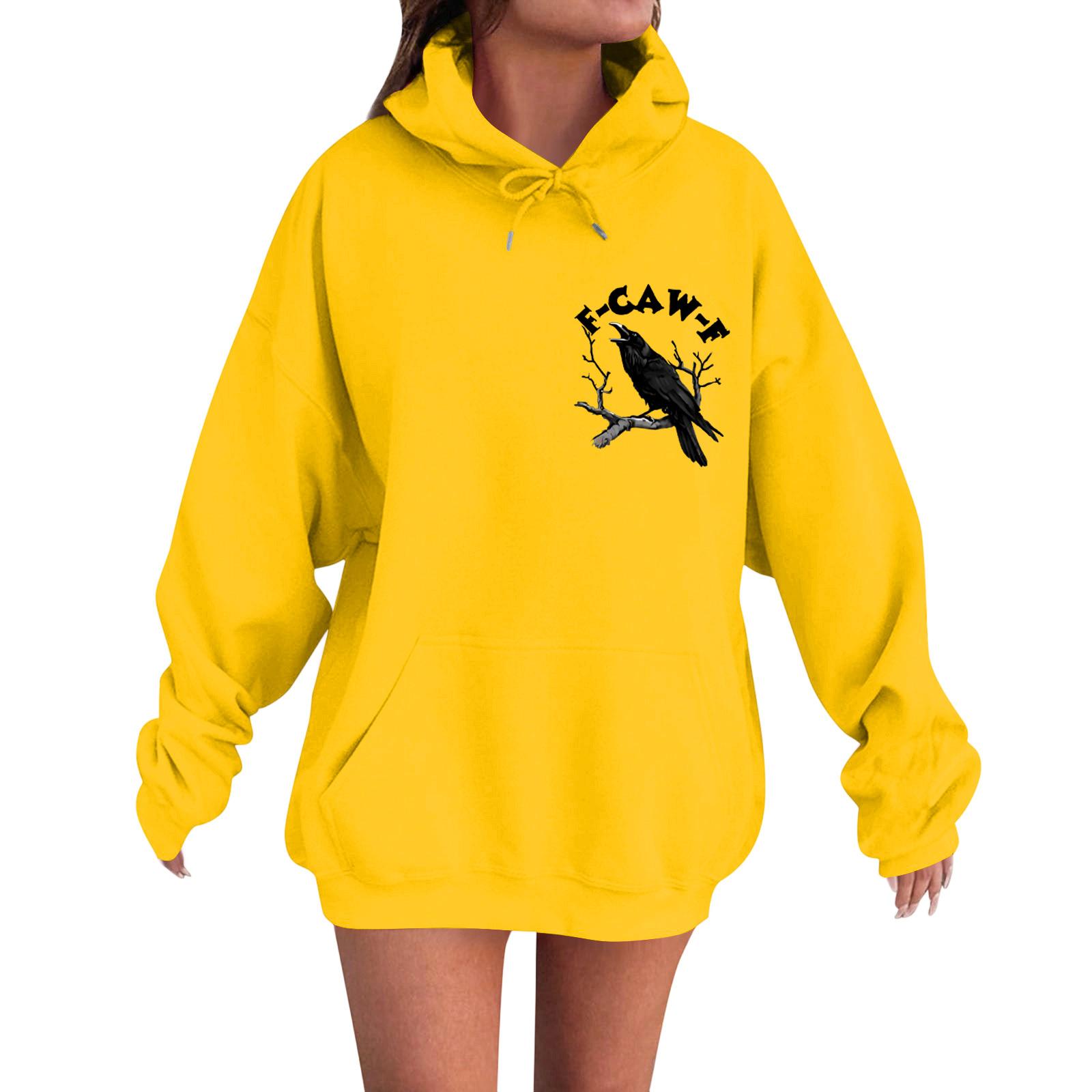 

Женская модная повседневная толстовка с длинным рукавом, свободного кроя, с принтом XL жёлтый