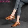 Fashion GKTINOO 2025 New Women Sandals Real Leather Summer Shoes Women Roman Fashion Daily Vacation Female Footwear Size 35-40