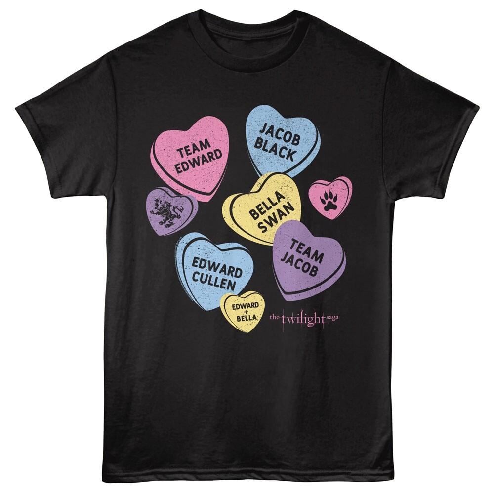 Twilight Movie Saga T-Shirt MULTI COLOR HEARTS EDWARD BELLA New Black Cotton Unisex T-Shirt XXL