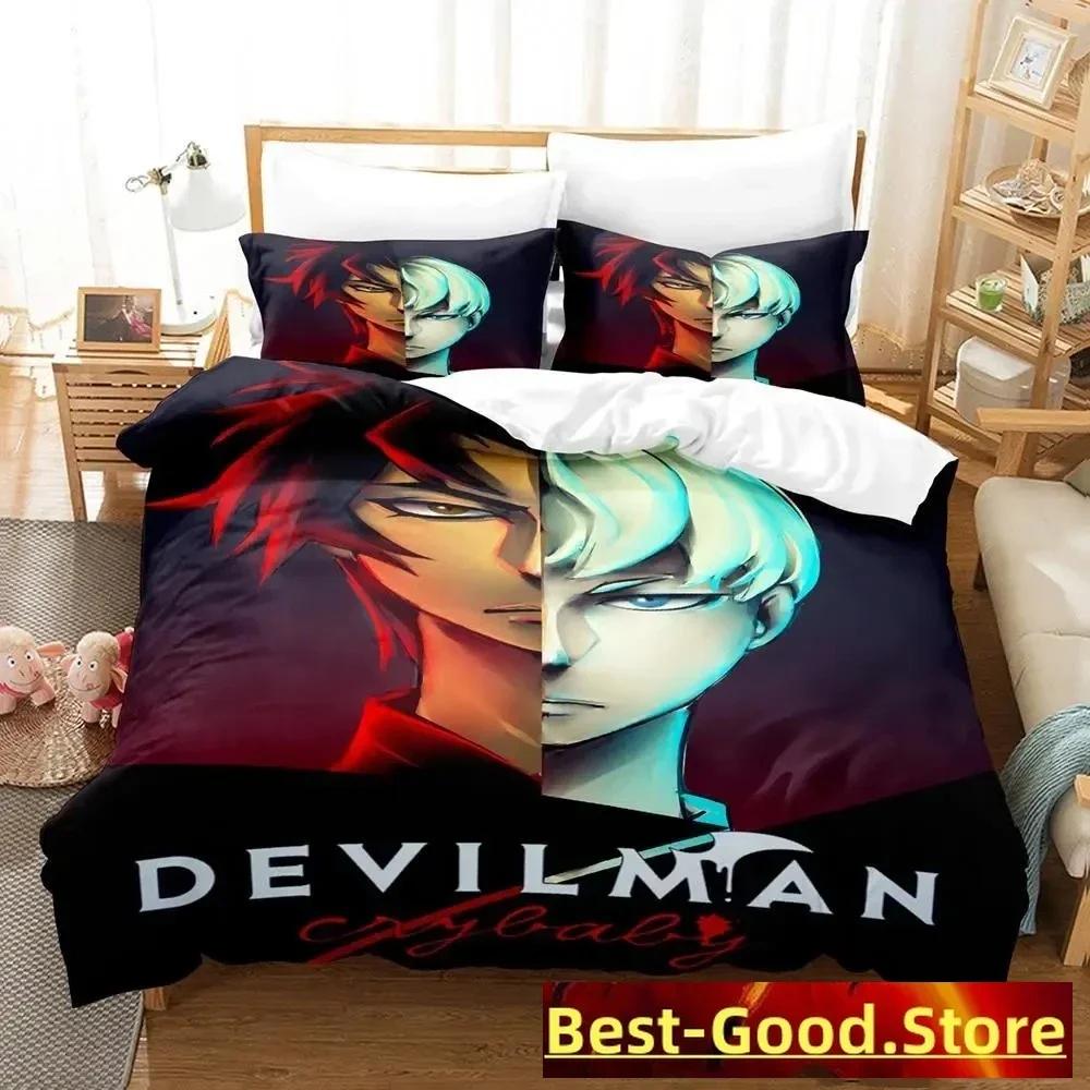 Devilman Sängkläder Enkel Twin Tryckt Sängklädesset Med Örngott Sängpåslakan Mjuk Enkel Dubbel Queen Super King Size