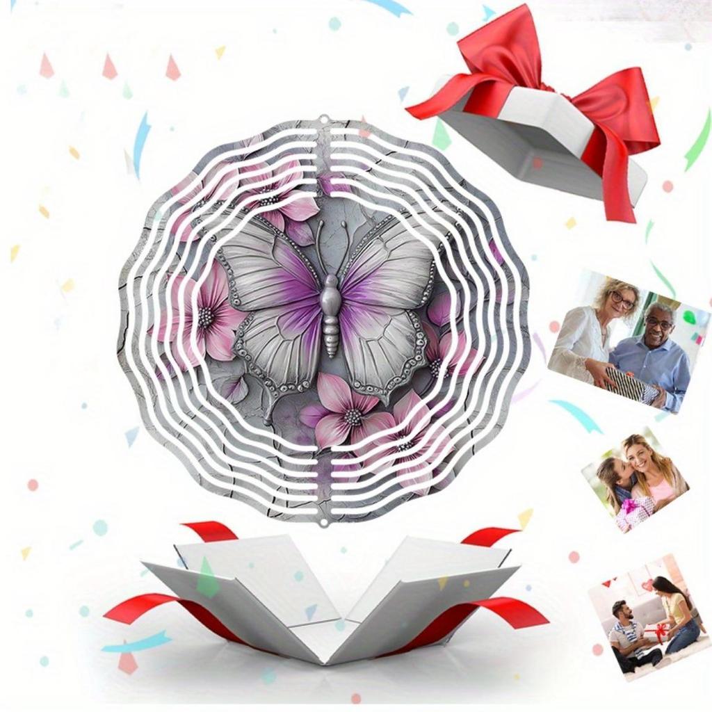 Vlinder Windgong Metaal Tuindecoratie Maanlicht Vliegende Bloemen Buiten Binnen Binnenplaats Cadeau Geen Batterijen Nodig