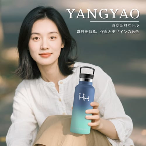 YANGYAO 750ML Stainless Steel Water Bottle, Insulated, Vacuum Insulated, Seamless, Double-Walled, Wide Mouth, Straw Included, Carbonated Drinks Compat