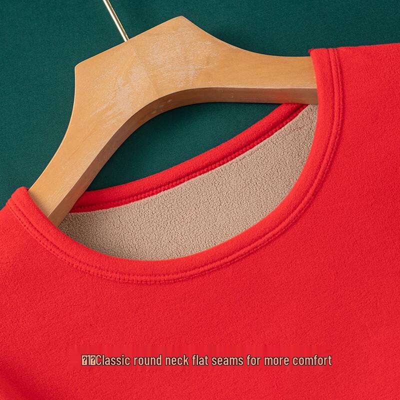 Yuzhaolin Damen Rot Plus Samt Dickes Thermounterwäsche-Set