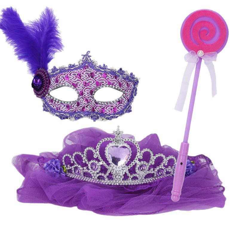 Princess Masquerade Mask for Girls - Halloween Veil and Party Dress-Up Toy