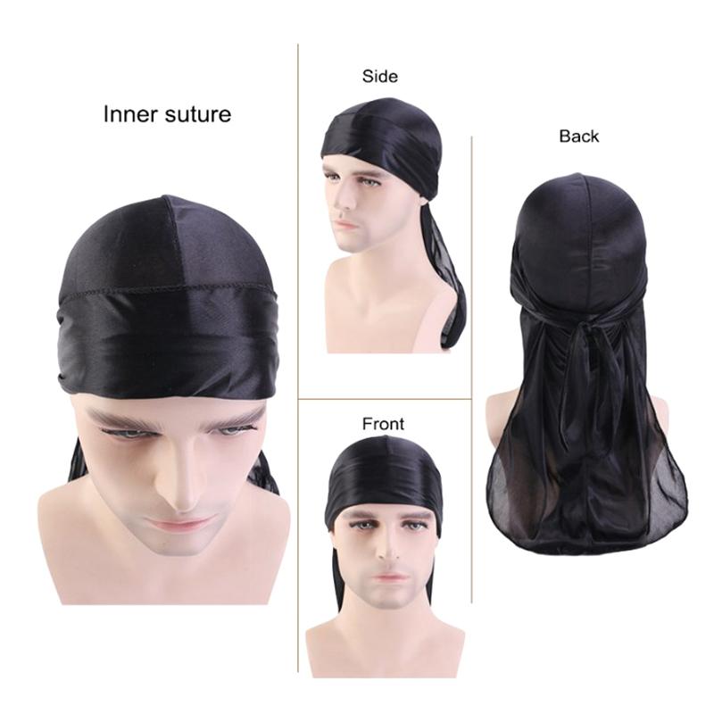 Lange Schleife Unisex Erwachsener Satin Doo Rag Durag Bandanas Kappe Piratenhut Turban Herren Hip Hop Stirnband Biker Kopftuch Unisex Kopfbedeckung