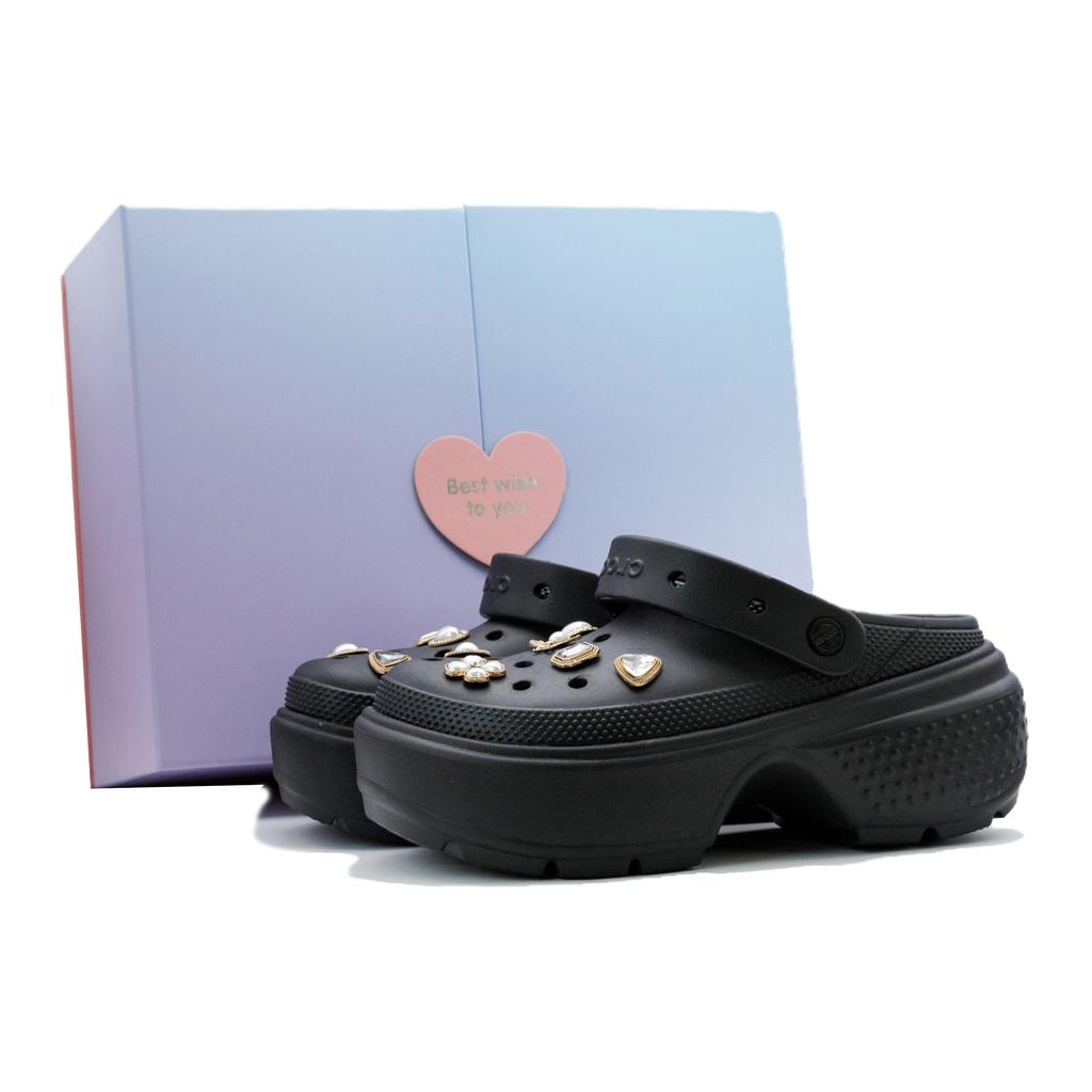 Crocs Stomp EVA Simple Fashion Trend Casual Gift Box Edition Hole Shoes Unisex Black