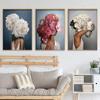 3 szt. Dekoracje ścienne kwiaty pióra bezramowe minimalistyczny design płótno kobieta wzór artystyczny obraz dla domu