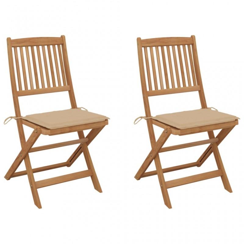 Day and Night - Day and Night Folding Garden Chairs 2 Units and Cushions Solid Acacia Wood