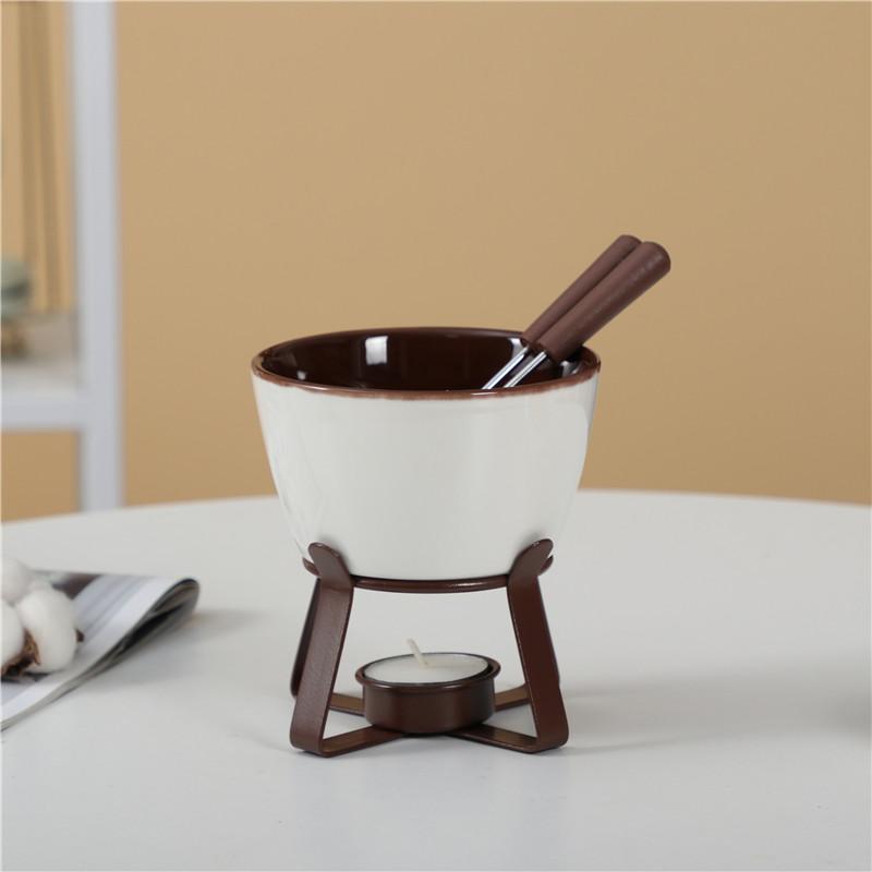 Ceramic Cheese Bowl Chocolate Fondue Melting Furnace Hot Pot Stove Dining Plate Dessert Plate Heated Insulation Tray Cheese Pot