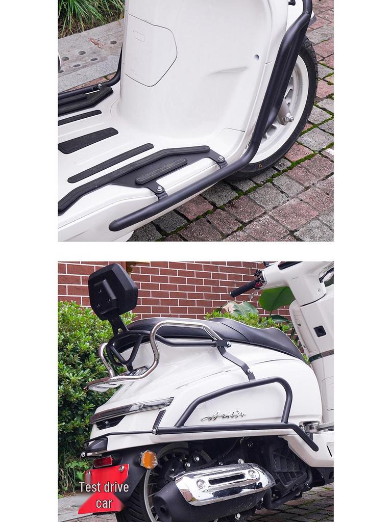 Chunfeng 150AURA Crash Bars: Front & Rear Anti-Fall Protection with Small Backrest