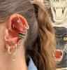 6 Colors Minimal Rainbow Colorful Cz Circle Cuff No Piercing Clip Earrings for Women Dainty Jewelry