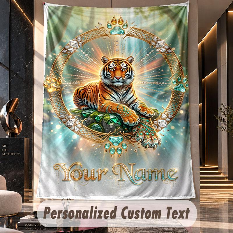 Lion Tiger Leopard (194) Theme Custom Tapestry Personalized Custom Name Text Wall Hanging Tapestry Home Decor Background Cloth