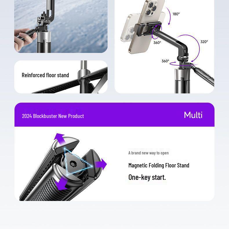 2025 Anti-Wackel Tragbarer Selfie-Stick & Handyhalter für Bodenfotografie