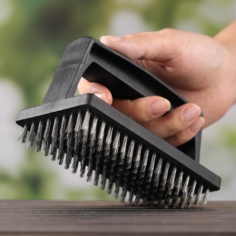 Perie de curățare a piscinei și grătarului din sârmă plată de oțel cu mâner pentru grătar în aer liber